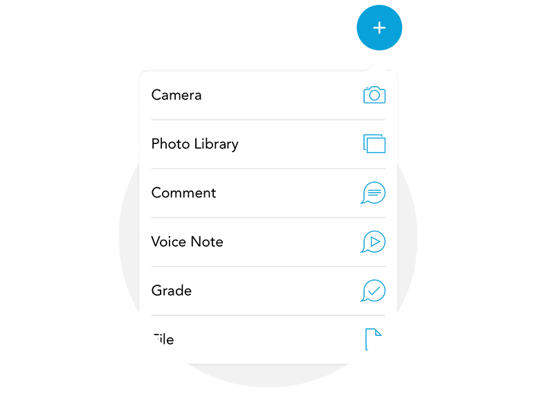 Add to the shared folder from your camera, photo library, comment, voice note, grade, file.