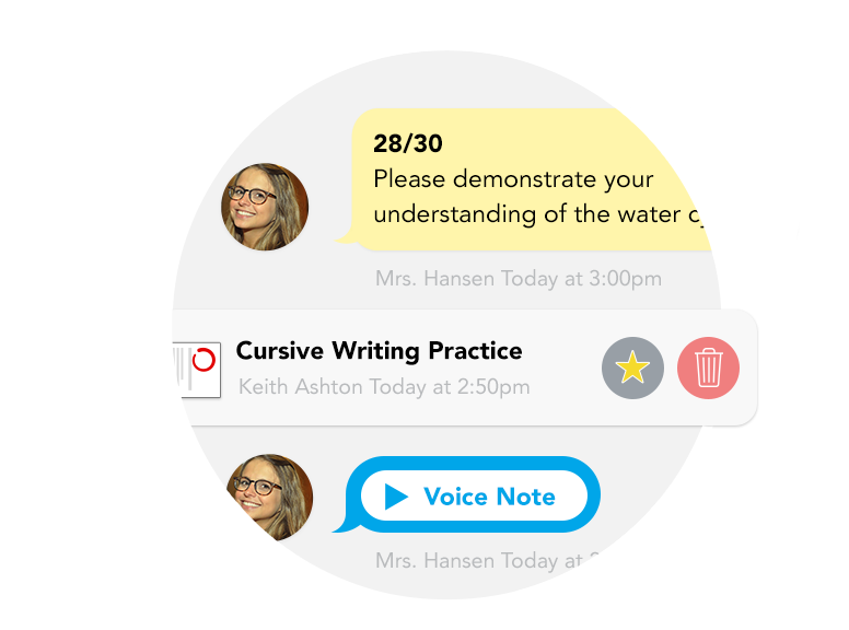 Quickly add any grades, work, comments, or notes into the portfolio.