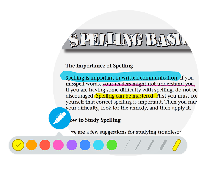 Call attention to details with the highlighter tool.