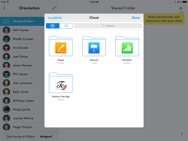 iCloud Document Picker in Showbie