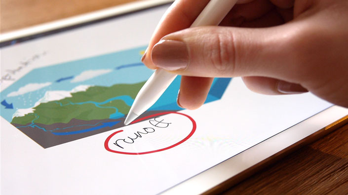 Using the Apple Pencil to add annotations in Showbie