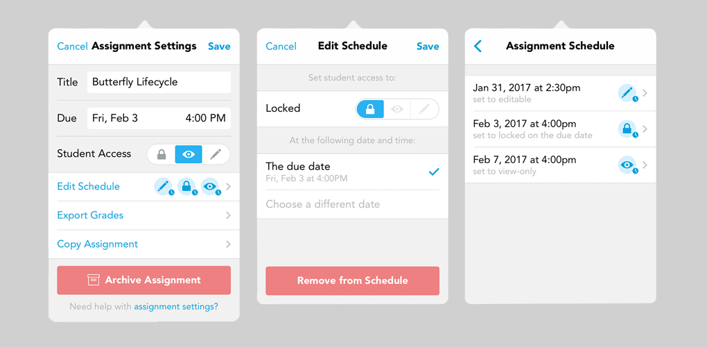 Assignment Schedule Settings